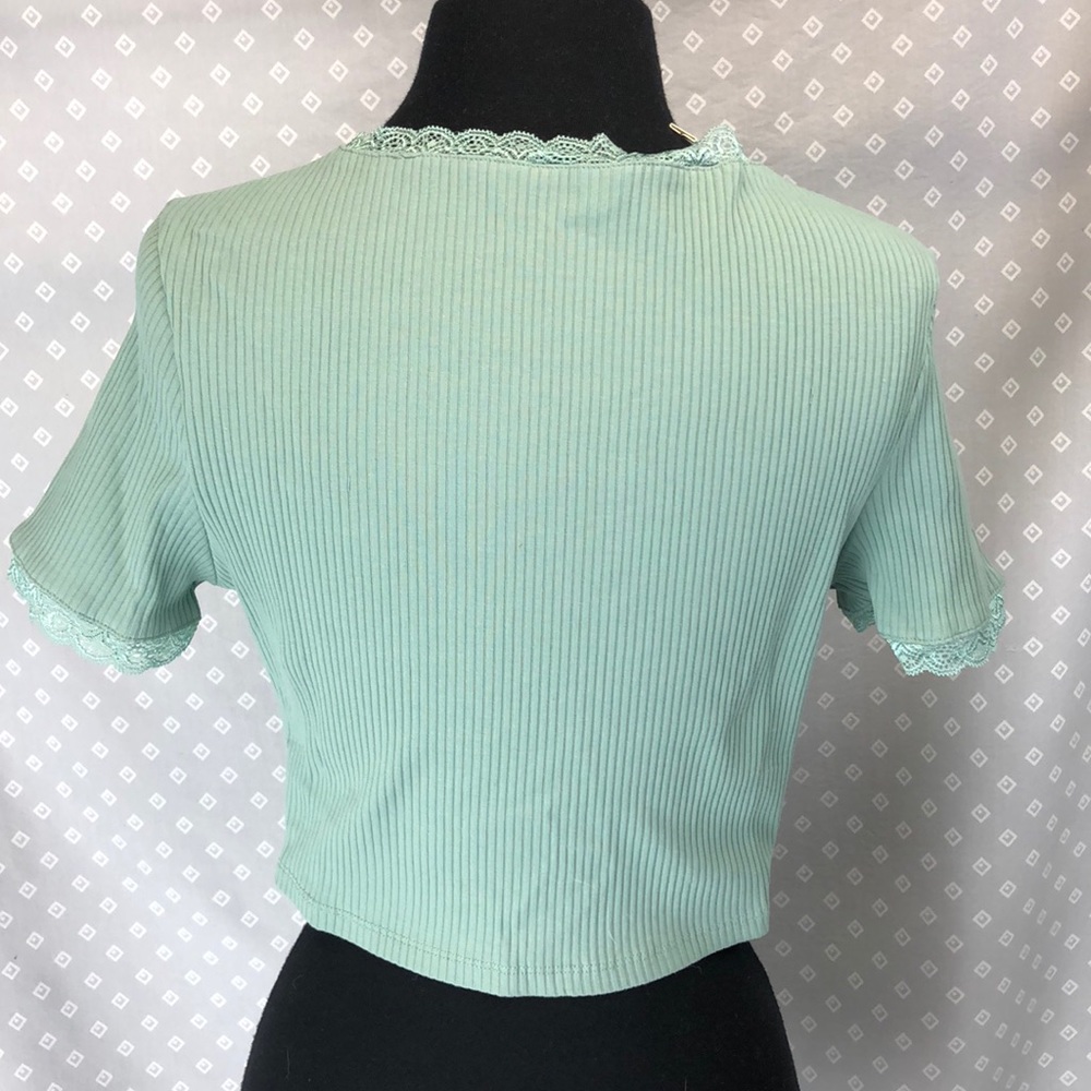 SHEIN Lace Trim Ribbed Knit Top - Picture 6 of 6